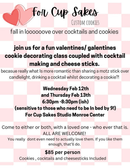 Valentines Day Cookies, Cocktail Making and Cheesesticks